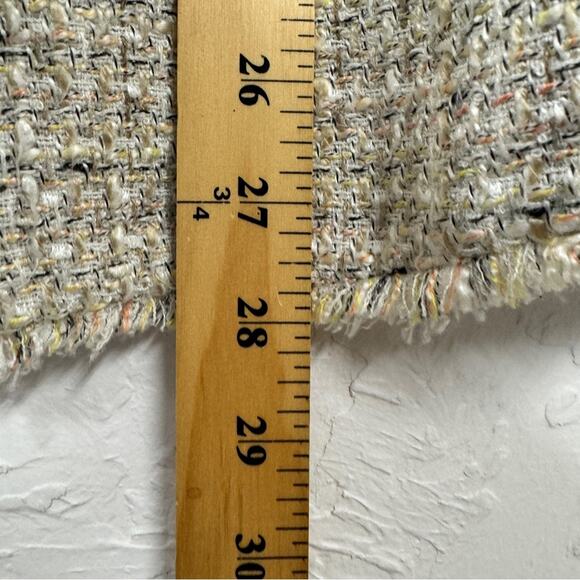 Ann Taylor Cream Tweed Fringe Blazer Jacket Womens 10 Preppy Classic Academia - Picture 9 of 10